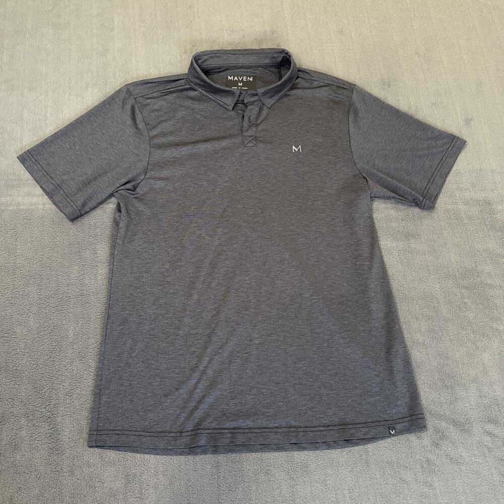 Maven Co-Op Mens SZ M Polo Performance Dark Gray Short Sleeve Shirt Golf Casual